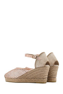 Women's Gold Ankle Buckle Wedge Heel Espadrille Sandals | Derimod Women's Gold Ankle Buckle Wedge Heel Espadrille Sandals | Derimod
