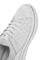 Men's White Lace-up Thick-Sole Leather Sneaker | Derimod Men's White Lace-up Thick-Sole Leather Sneaker | Derimod