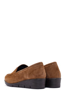 Women's Brown Wedge Heel Suede Leather Comfort Loafer | Derimod Women's Brown Wedge Heel Suede Leather Comfort Loafer | Derimod
