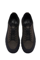 Erkek Gri Bağcıklı Nubuk Deri Sneaker | Derimod Erkek Gri Bağcıklı Nubuk Deri Sneaker | Derimod