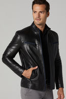 Navas Men's Leather Jacket | Derimod Navas Men's Leather Jacket | Derimod