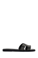 Women's Black Stone Slippers | Derimod Women's Black Stone Slippers | Derimod