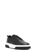 Erkek Siyah Bağcıklı Kalın Tabanlı Deri Sneaker | Derimod Erkek Siyah Bağcıklı Kalın Tabanlı Deri Sneaker | Derimod