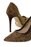 Kadın Bronz Taşlı Yüksek İnce Topuklu Deri Stiletto | Derimod Kadın Bronz Taşlı Yüksek İnce Topuklu Deri Stiletto | Derimod