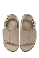 Women's Beige Strappy Suede Leather Sandals | Derimod Women's Beige Strappy Suede Leather Sandals | Derimod