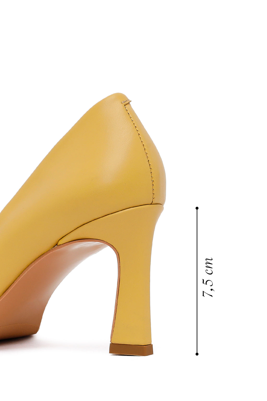 Kadın Sarı Kalın Topuklu Deri Stiletto
