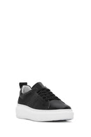 Women's Black Lace-Up Leather Sneaker | Derimod Women's Black Lace-Up Leather Sneaker | Derimod