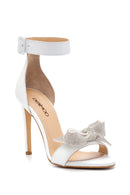 Women's White Leather Thin Heel Sandals | Derimod Women's White Leather Thin Heel Sandals | Derimod