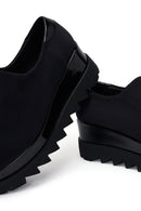 Woman Black Wedge Fabric Shoes | Derimod Woman Black Wedge Fabric Shoes | Derimod