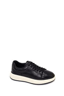 Erkek Siyah Bağcıklı Kalın Tabanlı Deri Sneaker | Derimod Erkek Siyah Bağcıklı Kalın Tabanlı Deri Sneaker | Derimod