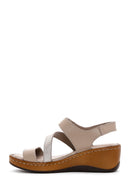 Women's Mink Leather Wedge Heel Comfort Sandals | Derimod Women's Mink Leather Wedge Heel Comfort Sandals | Derimod
