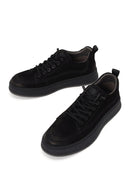 Erkek Siyah Bağcıklı Kalın Tabanlı Nubuk Deri Sneaker | Derimod Erkek Siyah Bağcıklı Kalın Tabanlı Nubuk Deri Sneaker | Derimod