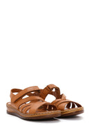 Women's Tan Strap Leather Comfort Sandals | Derimod Women's Tan Strap Leather Comfort Sandals | Derimod