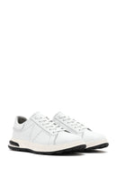 Erkek Beyaz Bağcıklı Kalın Tabanlı Deri Sneaker | Derimod Erkek Beyaz Bağcıklı Kalın Tabanlı Deri Sneaker | Derimod