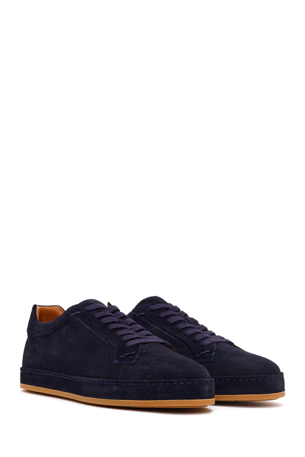 Erkek Lacivert Bağcıklı Süet Deri Sneaker