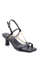 Women's Black Chain Heeled Sandals | Derimod Women's Black Chain Heeled Sandals | Derimod