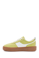 ACBC x Derimod Women's Yellow Lace-Up Suede Sneakers | Derimod ACBC x Derimod Women's Yellow Lace-Up Suede Sneakers | Derimod