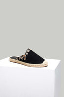 Black Women's Espadrille Slippers | Derimod Black Women's Espadrille Slippers | Derimod