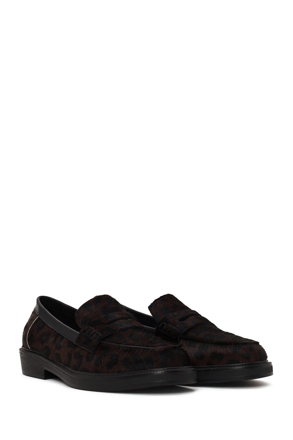 Kadın Leopar Desenli Tüylü Deri Maskülen Loafer