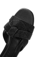 Women's Black Stone Slippers | Derimod Women's Black Stone Slippers | Derimod