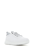 Women's White Lace-Up Leather Sneaker | Derimod Women's White Lace-Up Leather Sneaker | Derimod