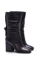 Women's Leather Belt Detailed Heeled Boots | Derimod Women's Leather Belt Detailed Heeled Boots | Derimod
