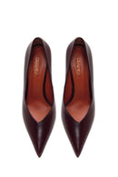 Woman Burgundy Heeled Leather Stiletto | Derimod Woman Burgundy Heeled Leather Stiletto | Derimod