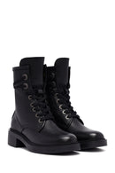Women's Black Zippered Lace-Up Leather Ankle Boots | Derimod Women's Black Zippered Lace-Up Leather Ankle Boots | Derimod