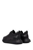 Men's Black Lace-Up Thick-Soled Leather Sneaker | Derimod Men's Black Lace-Up Thick-Soled Leather Sneaker | Derimod