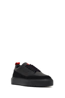 Men's Black Lace-Up Thick-Soled Leather Sneaker | Derimod Men's Black Lace-Up Thick-Soled Leather Sneaker | Derimod