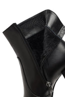 Women's Black Zippered Thick Heeled Leather Boot | Derimod Women's Black Zippered Thick Heeled Leather Boot | Derimod