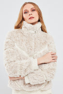 Melrose Women's White Teddy Leather Jacket | Derimod Melrose Women's White Teddy Leather Jacket | Derimod