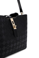 Women's Black Long Strap Printed Classic Shoulder Bag | Derimod Women's Black Long Strap Printed Classic Shoulder Bag | Derimod