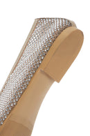 Women's Beige Stoned Leather Ballerinas | Derimod Women's Beige Stoned Leather Ballerinas | Derimod