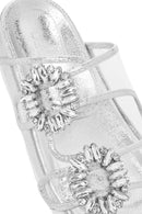 Women's Transparent Double Buckle Stone Slippers | Derimod Women's Transparent Double Buckle Stone Slippers | Derimod