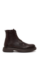 Male Brown Lace-up Zip Closure Leather Casual Boots | Derimod Male Brown Lace-up Zip Closure Leather Casual Boots | Derimod