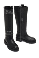 Women's Black Thick-Soled Leather Boot | Derimod Women's Black Thick-Soled Leather Boot | Derimod