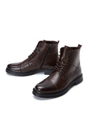 Men's Brown Leather Flat Boots | Derimod Men's Brown Leather Flat Boots | Derimod