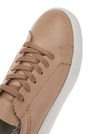 Women's Beige Lace-up Thick-Sole Leather Sneaker | Derimod Women's Beige Lace-up Thick-Sole Leather Sneaker | Derimod