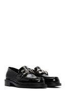 Kadın Siyah Zincir Detaylı Deri Maskülen Loafer | Derimod Kadın Siyah Zincir Detaylı Deri Maskülen Loafer | Derimod