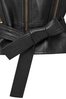 Athena Women's Black Short Leather Jacket | Derimod Athena Women's Black Short Leather Jacket | Derimod