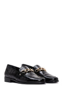 Women's Black Leather Buckle Crocodile Classic Loafer | Derimod Women's Black Leather Buckle Crocodile Classic Loafer | Derimod