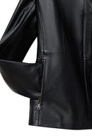 Helen Women's Black Leather Jacket | Derimod Helen Women's Black Leather Jacket | Derimod