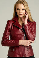 Rina Women's Leather Jacket | Derimod Rina Women's Leather Jacket | Derimod
