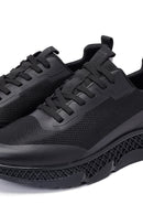 Erkek Siyah Bağcıklı Kalın Tabanlı Kumaş Sneaker | Derimod Erkek Siyah Bağcıklı Kalın Tabanlı Kumaş Sneaker | Derimod