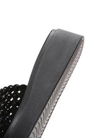 Women's Black Thick Soled Stone Slippers | Derimod Women's Black Thick Soled Stone Slippers | Derimod