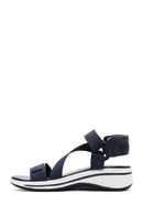 Women's Navy Blue Thick Soled Comfort Sandals | Derimod Women's Navy Blue Thick Soled Comfort Sandals | Derimod