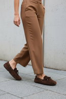 Women's Brown Tassel Suede Leather Loafer | Derimod Women's Brown Tassel Suede Leather Loafer | Derimod