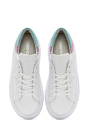 Women's White Lace-up Thick-Sole Leather Sneaker | Derimod Women's White Lace-up Thick-Sole Leather Sneaker | Derimod