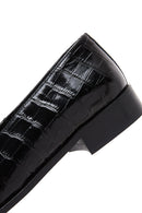 Women's Black Leather Buckle Crocodile Classic Loafer | Derimod Women's Black Leather Buckle Crocodile Classic Loafer | Derimod